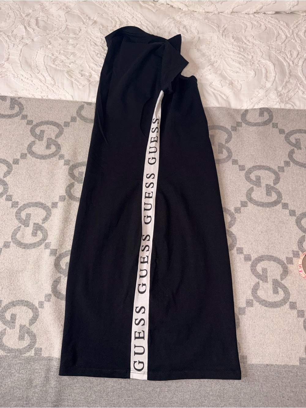 Guess Black Short Sleeve Logo-Trim Mini Dress - Picture 8 of 9
